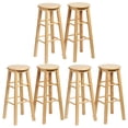 thumbnail image 1 of PJ Wood Classic Round Seat 29" Kitchen Counter Stools, Natural (Set of 6), 1 of 8