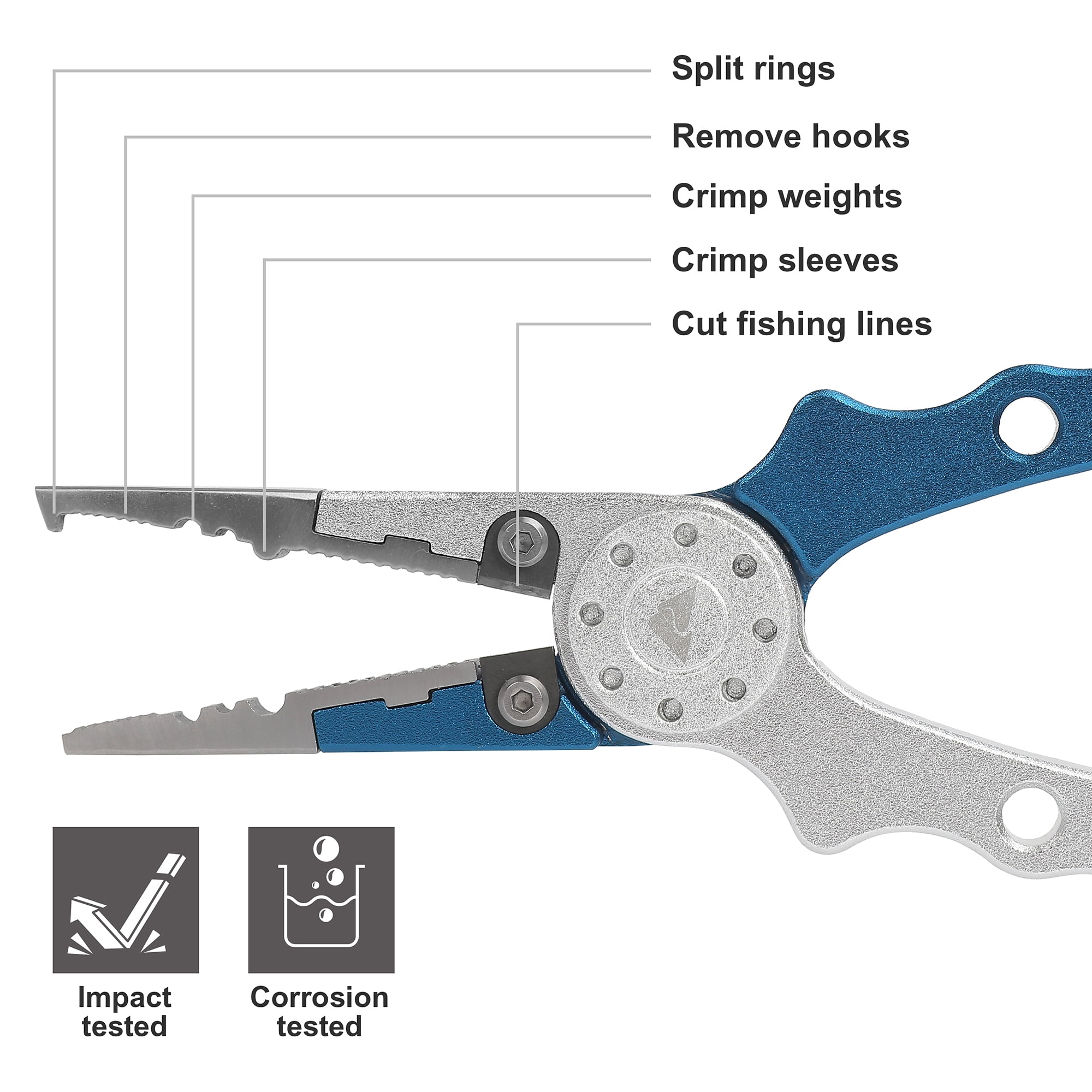 Amazon.com: Hikolit 7.5-inch Stainless Steel Fishing Pliers, Saltwater  Resistant Hook Remover Split Ring Pliers with Sheath and Lanyard, Fly Fishing  Pliers with Tungsten Carbide Cutters, Fishing Gifts for Men : Sports &
