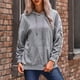 thumbnail image 2 of Sudadera con capucha plisada de manga larga, cuello redondo, bolsillo con cordón, sudadera con capucha para mujer, gris claro S, 2 of 6