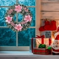 thumbnail image 6 of 13.77 Inch Christmas Wreath with Pink Poinsettias & Berries - Festive Front Door Decor for Xmas Winter Holiday Season, 6 of 6