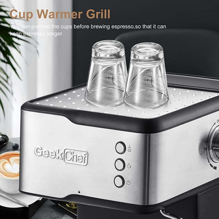 Geek Chef Máquina de café expreso con bomba de 20 bares, cafetera de  capuchino con filtro ESE POD y manómetro, tanque de agua de 1.5 L, 950 W,  color