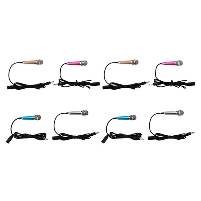 pitrice 4 Pieces Wired Microphone 3.5mm Phone Mic Aluminum Alloy Meeting 1 2Set