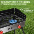 thumbnail image 2 of Hike Crew Cast Iron Double-Burner Outdoor Gas Stove | 150,000 BTU Portable Propane-Powered Cooktop w/ Compact Foldable Legs, Temperature Control Knobs, Wind Panels, Hose Regulator & Storage Carry Case, 2 of 7