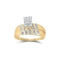 thumbnail image 2 of 10kt Yellow Gold His Hers Round Diamond Cluster Matching Wedding Set 1/10 Cttw, 2 of 4