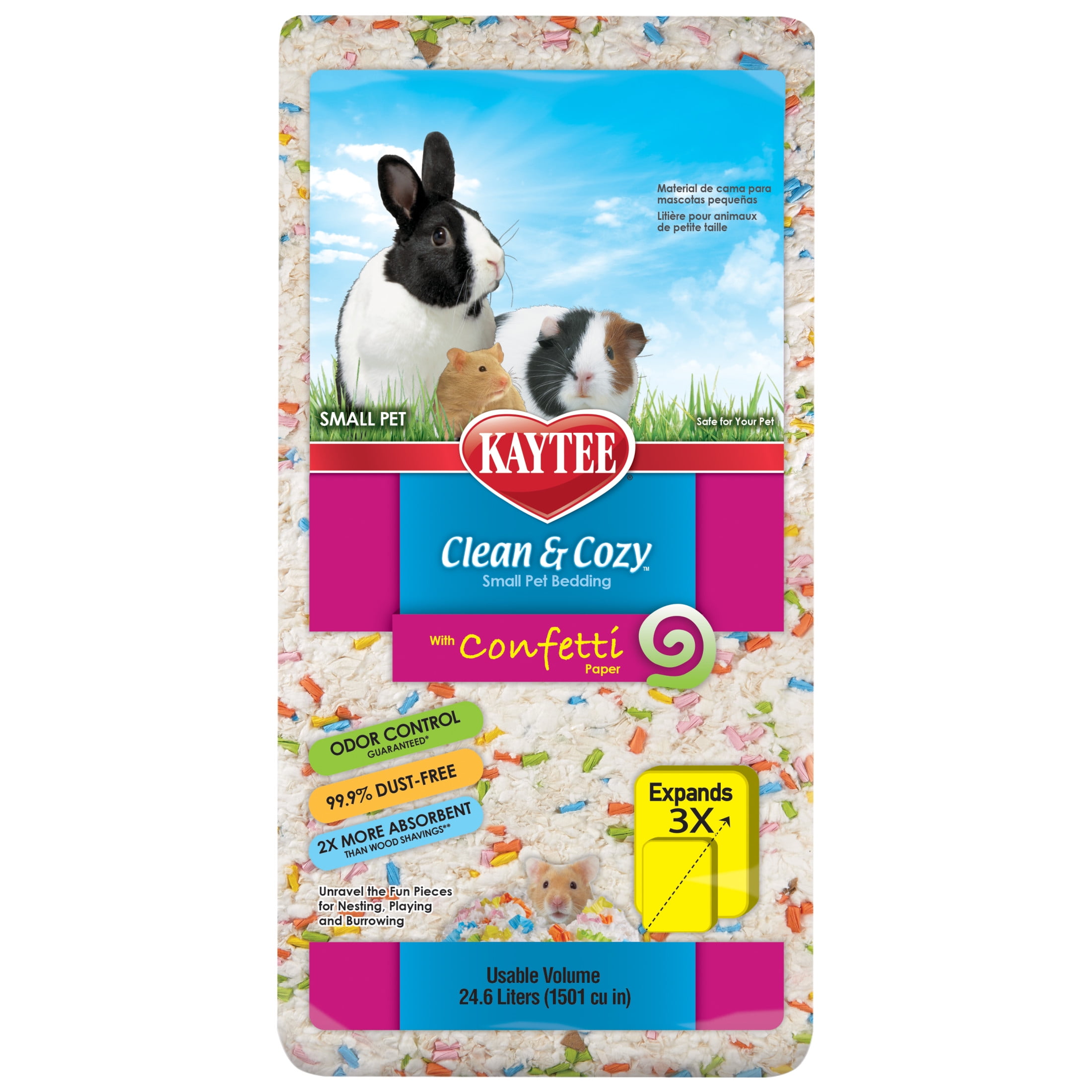 (2 pack) Kaytee Clean & Cozy Confetti Bedding White Paper Bedding with Colored Confetti Paper24.6 liters