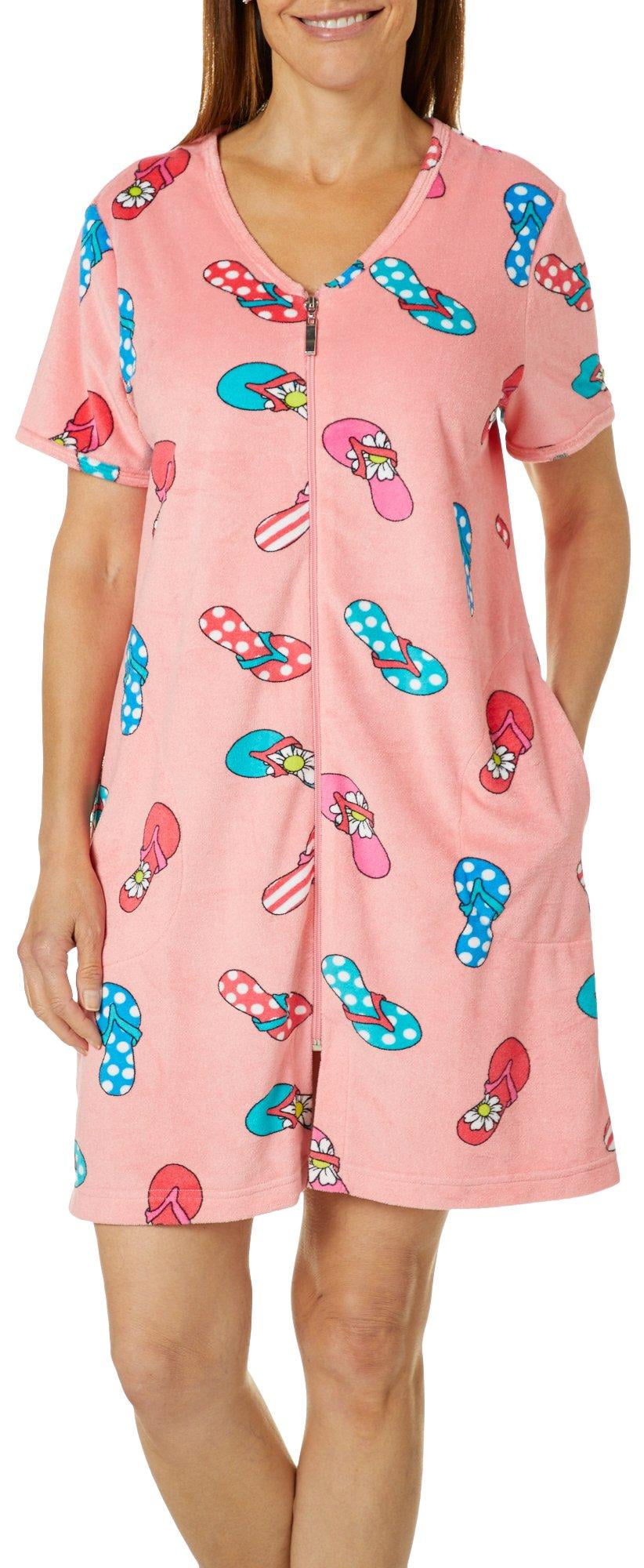 Coral Bay Coral Bay Womens Flip Flop Short Sleeve Terry Robe