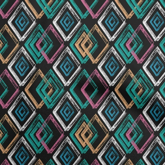 oneOone Viscose Chiffon Black Fabric Geometric Craft Projects Decor Fabric Printed By The Yard 42 Inch Wide