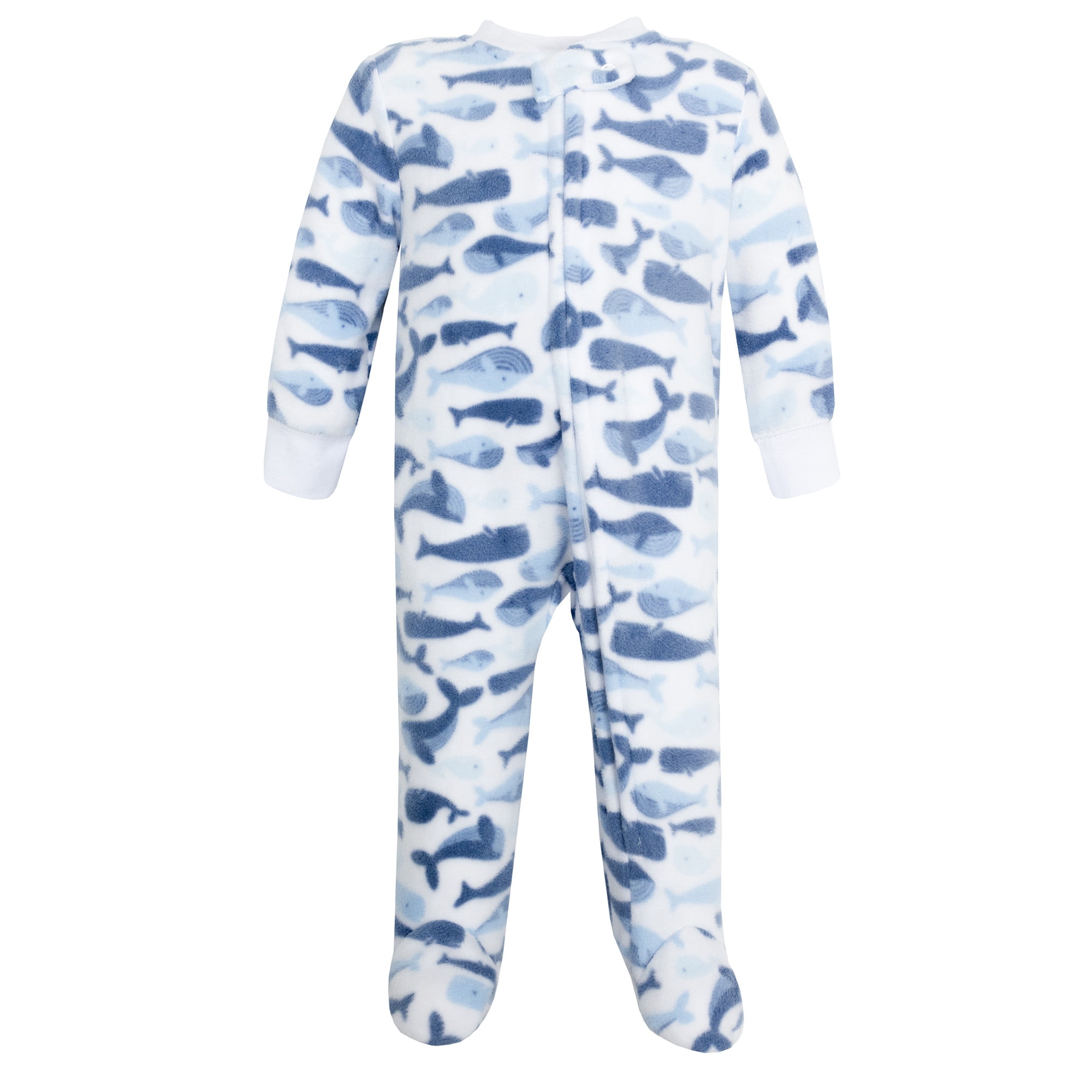 Hudson Baby Infant Boys Fleece Sleep and Play, Cute Whales, 0-3 Months