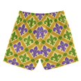 thumbnail image 2 of Yellow Plaids Green Purple Mardi-gras Flowers Swim Trunks Board Shorts Beach Pants Bathing Bottoms 5T, 2 of 8