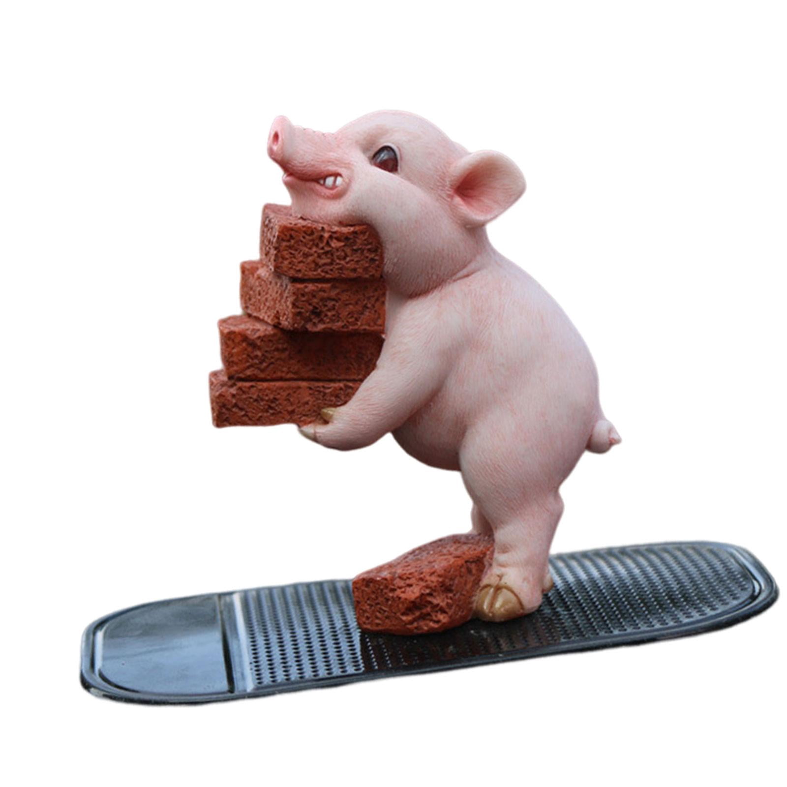Miniature Pig Garden Statue, Resin Pig Figurine, Small Pig Sculpture Ornament Kids Toy Rustic Statue Animal Figurine for Farm Outside A 8.5x5x10cm