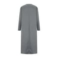 thumbnail image 5 of ZQUUVOU Women's Long Sleeve Solid Loose Maxi Dress With Pocket Muslin Girl Winter Loose Dress Gray, 5 of 6