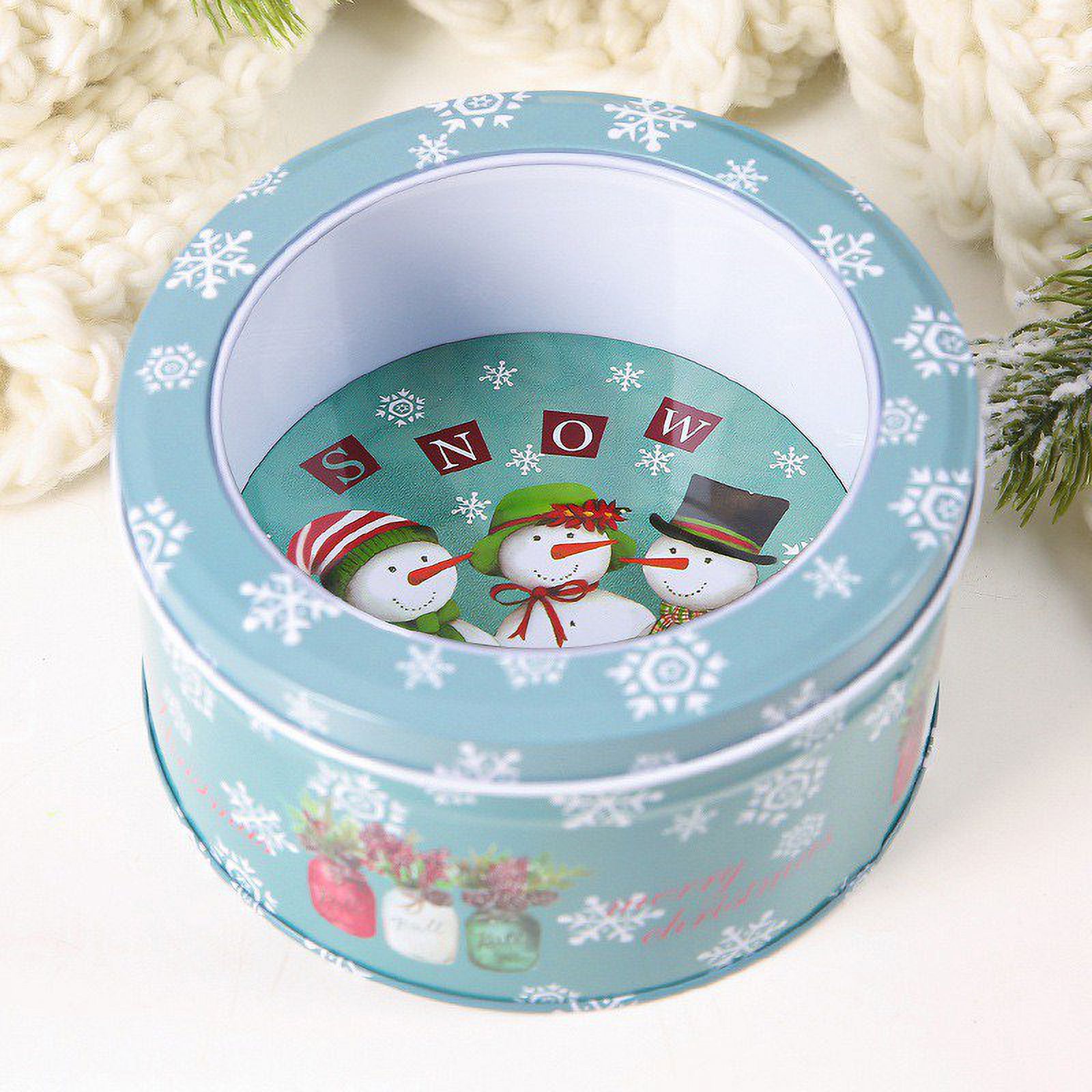 Boîte à Biscuits De Noël En Métal Avec Fenêtre Transparente - Format Carré, Thème Festif, Idéale Cadeau Ou Rangement