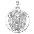 thumbnail image 2 of Picturesongold.Com Queen of Angels Religious Medal Necklace Pendants  - 2/3 inch Size of Dime, Solid 14K White Gold, 2 of 4