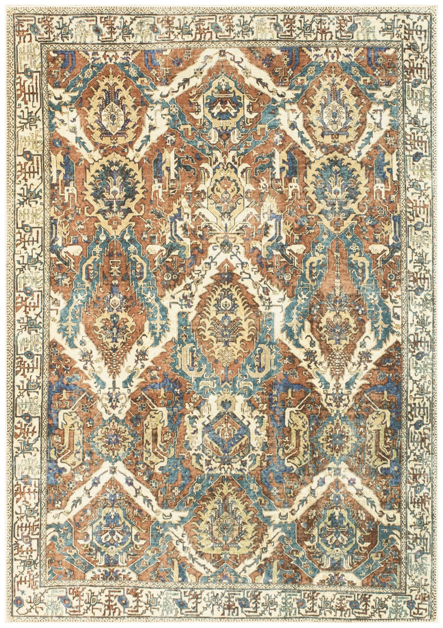 Keen Home Design Machine Washable Area Rugs with Non-slip Backing, Ideal for Hallway, Living Room, Bedroom, Kitchen and Laundry Room, Vintage Moroccan and Low Pile Rug - ( 9' x 12' )