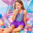 thumbnail image 6 of Lanbubble Girls Tankini Swimsuit Two Piece Bathing Suits Summer Beach Swimwear with Skirt Shorts Mermaid Scale 7-12Y, 6 of 9