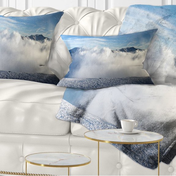 Designart Beautiful Winter Landscape - Photography Throw Pillow - 12x20