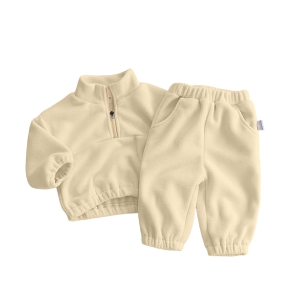 Conjunto de sudadera Gibobby para niña Unisex sólido chándal cálido polar Tops pantalones Otoño Invierno 18-24 meses