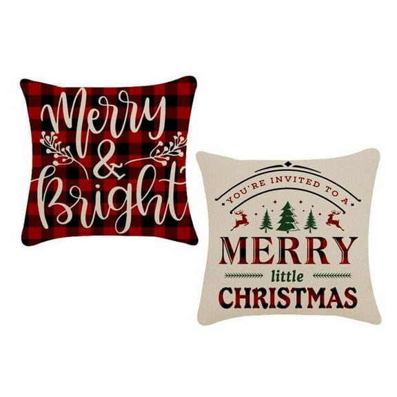 Christmas Pillow Covers Decorations 18x18 inch indoor Farmhouse Red Black Buffalo Check Plaid Throw Pillow Covers Great Gift for Christmas Set of 4