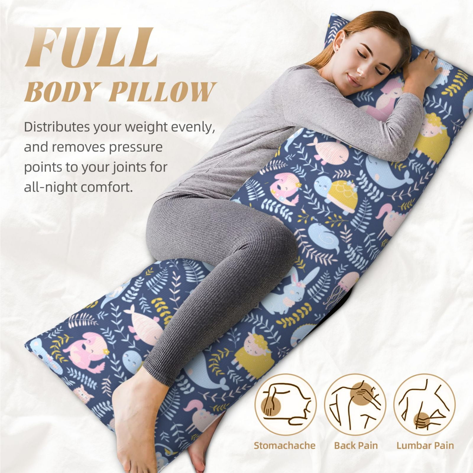 Naloa Cute Baby Animals Super Soft 20x60 Body Pillow Case,Long Side Hidden Zipper（PILLOWS ARE NOT INCLUDED）