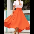 thumbnail image 4 of Vestido Bohemio, Elegante, Informal, de Cintura Alta y Estilo Irregular con Bolsillos para Mujer Naranja Rojo XL, 4 of 9