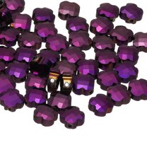 Glass Beads, 50 Pcs 8mm Shamrock Charm Transparent Crystal Glass Beads Clear Jewelry Making Supplies for Bracelets DIY Crafts, Purple