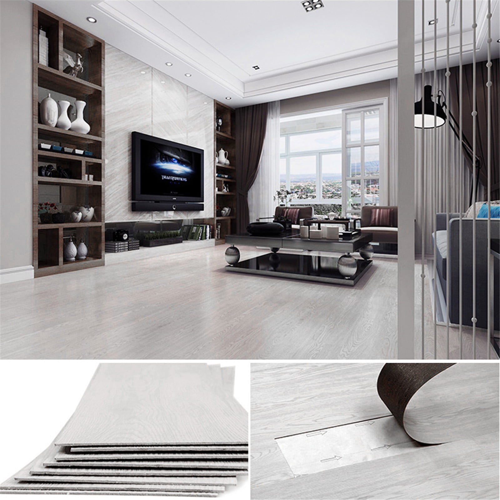 WOOW DEPOT 2MM Thick Peel and Stick Vinyl Floor Planks 36-Pack 54 Sq.Ft, Heavy Duty Self-Adhesive Natural Wood Grain Vinyl Flooring