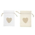 thumbnail image 5 of MTFun 20 Pcs/Set of Wear-Resistant Cotton and Linen Small Cloth Bag White Heart-Shaped Printed Drawstring Bag, 5 of 11