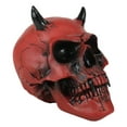 thumbnail image 6 of Inferno Horned Bloody Crimson Demon Hell Fire Vampire Pit Lord Skull Figurine, 6 of 9