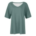 thumbnail image 4 of Timegard Womens Tops V Neck Short Sleeve Loose Blouse Summer Solid Color Casual Comfy Tops Basic Tee, 4 of 5