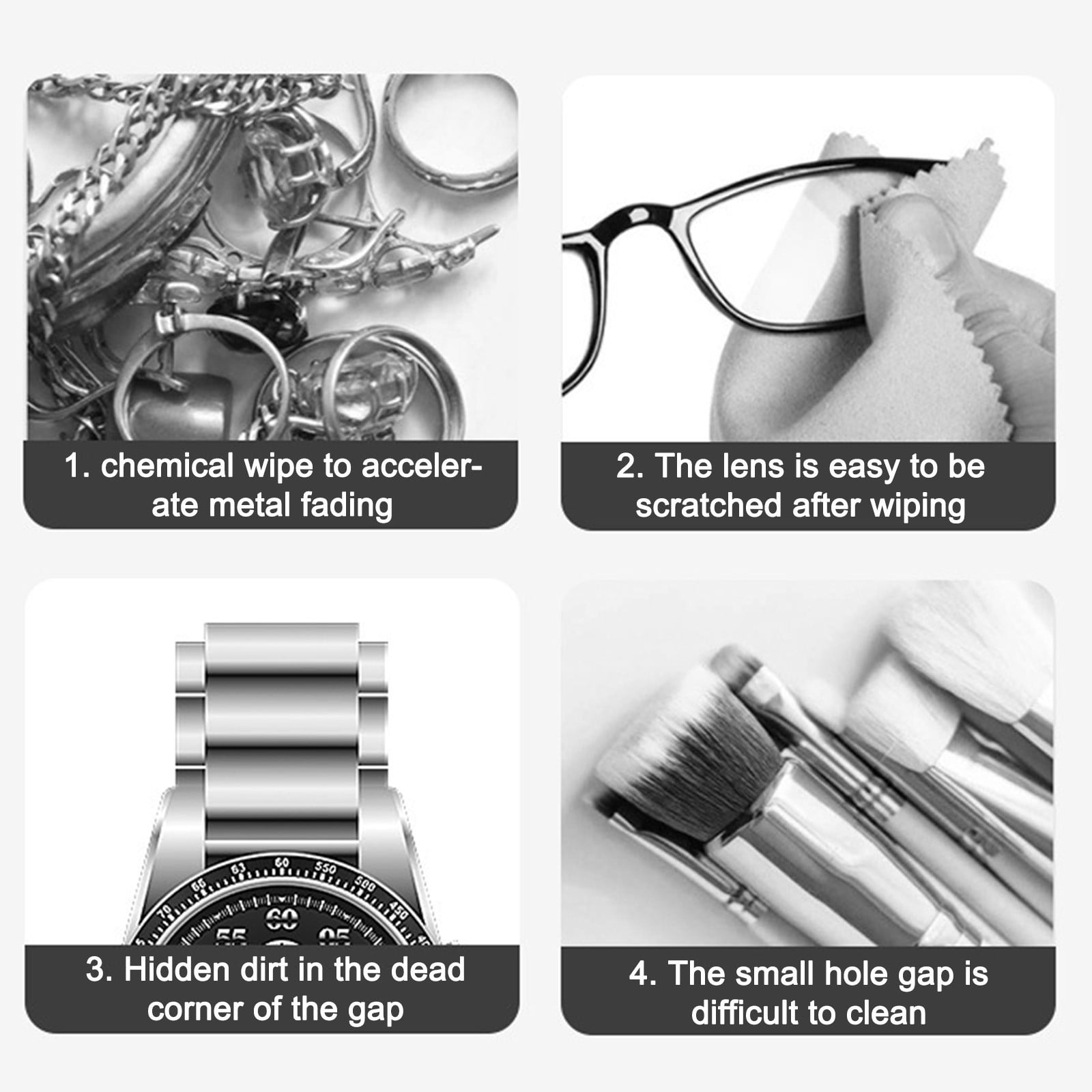 3 Set of Portable Ultrasonicing Cleaning Small High Frequency Vibration Jewelry Glasses Watches Cleaner 360 Degree Cleaning Box