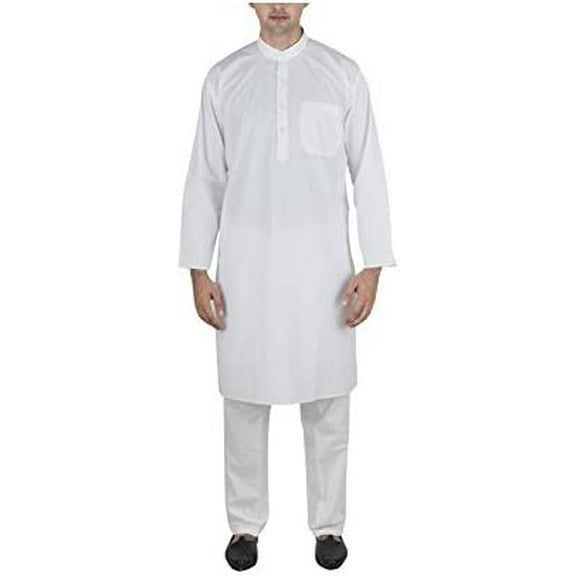 Royal Men's White Pure Cotton Kurta Pyjama Set