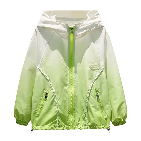 Krdevn Boys Lightweight Hooded Windbreaker Ombre Zip Up Jacket Size:3-4 Years