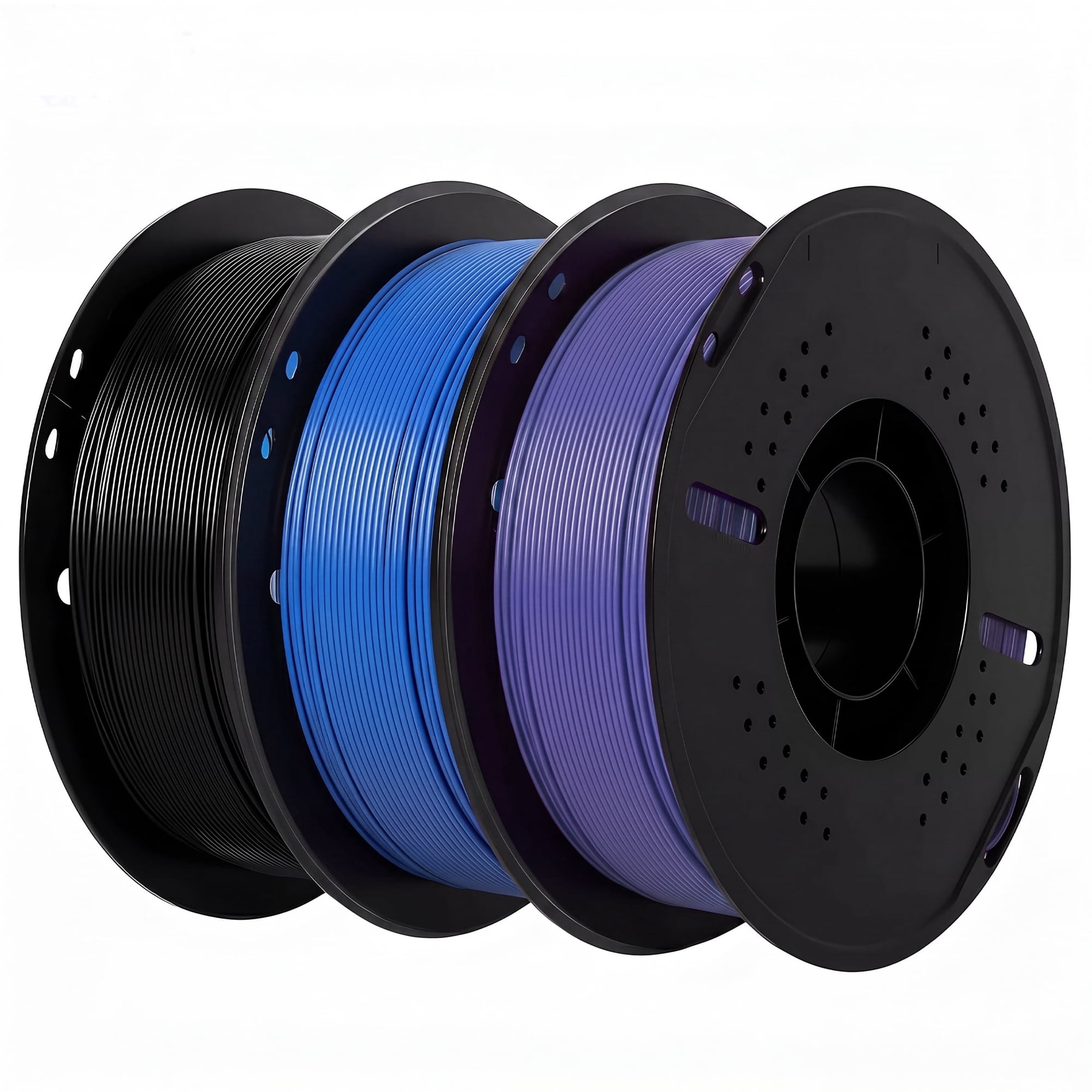Epelay PLA Plus 3D Printer Filament 1.75mm 3 x 1kg Spools Black Blue & Purple Compatible with Most FDM Printers