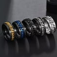 thumbnail image 2 of 5-Colors 8mm Silver/Gold/Black/Blue Spinner Chain Band Mens Steel Ring Size 7-12, 2 of 9