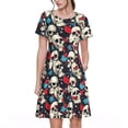 thumbnail image 1 of Balery rock record Skull artist Vestidos sueltos de manga corta para mujer, vestidos de verano 2025, vestidos casuales de corte A con vuelo., 1 of 6