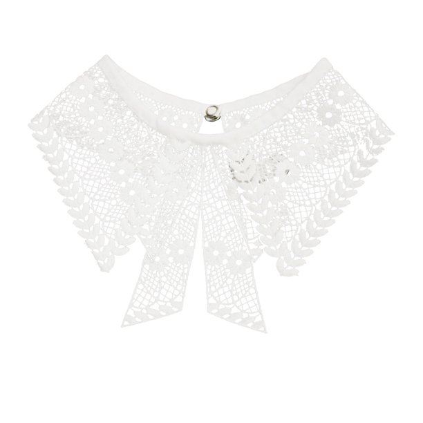 Cuello falso con lazo hueco bordado de color sólido para mujer