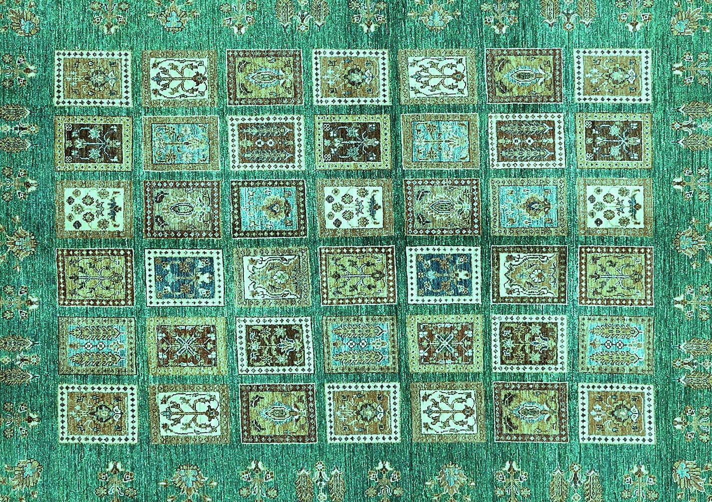 Ahgly Company Indoor Rectangle Abstract Turquoise Blue Modern Area Rugs ...
