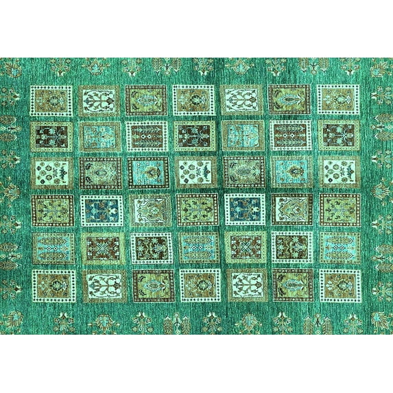 Ahgly Company Machine Washable Indoor Rectangle Abstract Turquoise Blue Modern Area Rugs, 2' x 5'