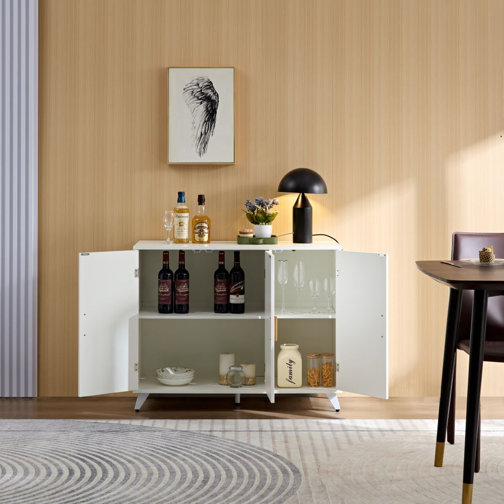 Kadyn Sideboard with Wavy Texture Buffet Cabinet, White Accent Cabinet with Door, Modern Bookcase for Kitchen Living room, Entrance Way
