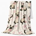 thumbnail image 2 of Whimsical Siamese Cat Pattern, Playful Pet Portrait Pattern, Warm Flannel Blanket for Living Room and Bedroom, Cat Lovers Just Because Gift, Pet Lover Home Decor, 2 of 9