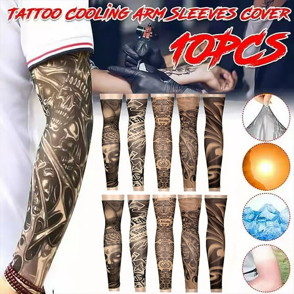 10 pcs Tattoo Cooling Arm Sleeves Cover Basketball Golf Sport UV Sun Protection