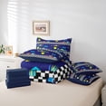 thumbnail image 6 of Homewish Boys Girls Geometric Plaid Twin Bedding Sets 7-Piece,Racing Car Theme Bedding Comforter Set Microfiber,Extreme Sport Breathable Sheet Sets,Lightweight Room Decor,Reversible, 6 of 8