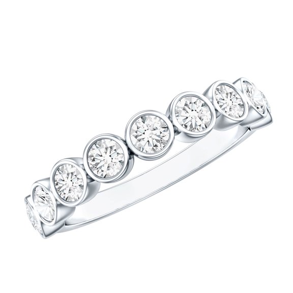 Rosec Jewels Lab Diamond Half Eternity Ring (EF-VS Grade) - Bezel Set Eternity Band - Ready to Gift for Valentines Day, 925 Sterling Silver, US 4.00