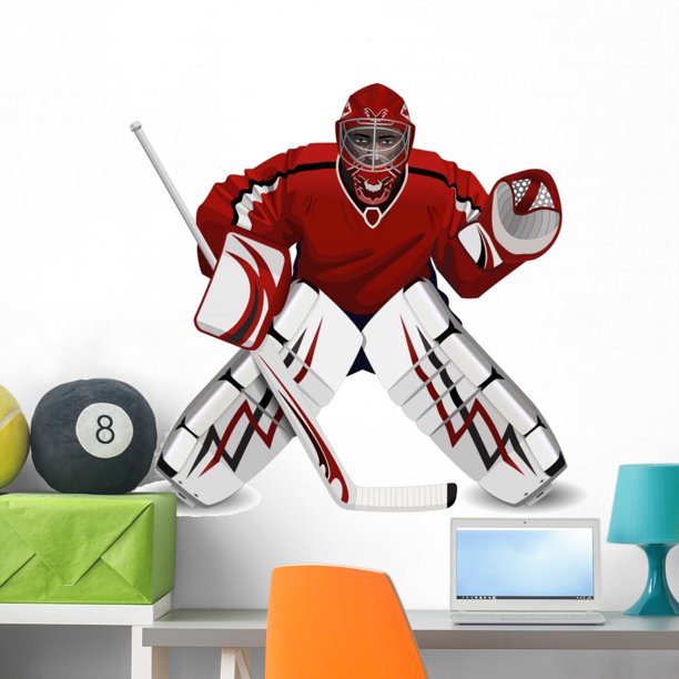 Hockey Goalie Wall Mural Decal by Wallmonkeys Vinyl Peel and Stick