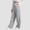 thumbnail image 2 of BRDFRL Women's Flare Sweatpants Fleece Lined Baggy Extra Long Cute Pants High Wasited Athletic Joggers with Pockets Light Gray 2XL, 2 of 7