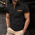 thumbnail image 1 of pstuiky camisetas de hombre, Camisa informal de verano para hombre con bolsillo en el pecho, cuello con botones y manga corta a juego. camisetas de hombre s, 1 of 7