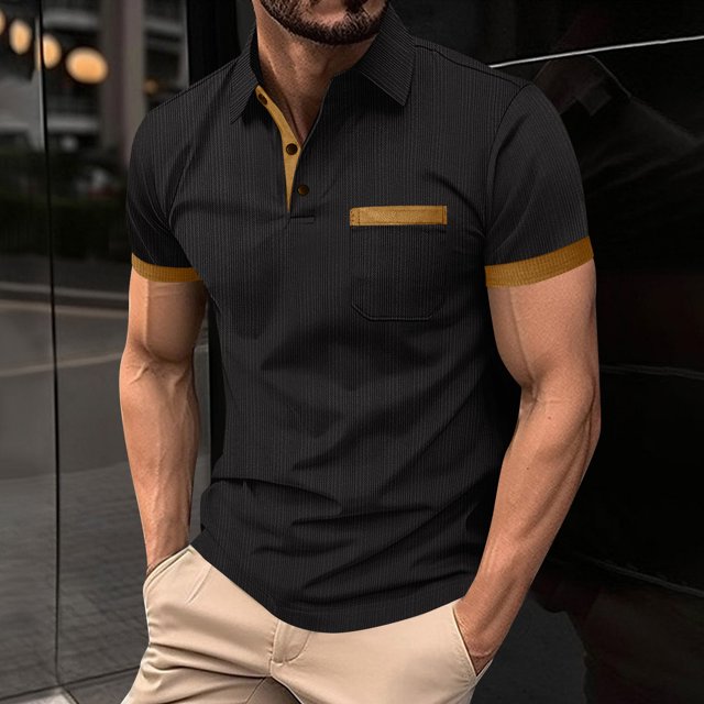 pstuiky camisetas de hombre, Camisa informal de verano para hombre con bolsillo en el pecho, cuello con botones y manga corta a juego. camisetas de hombre s