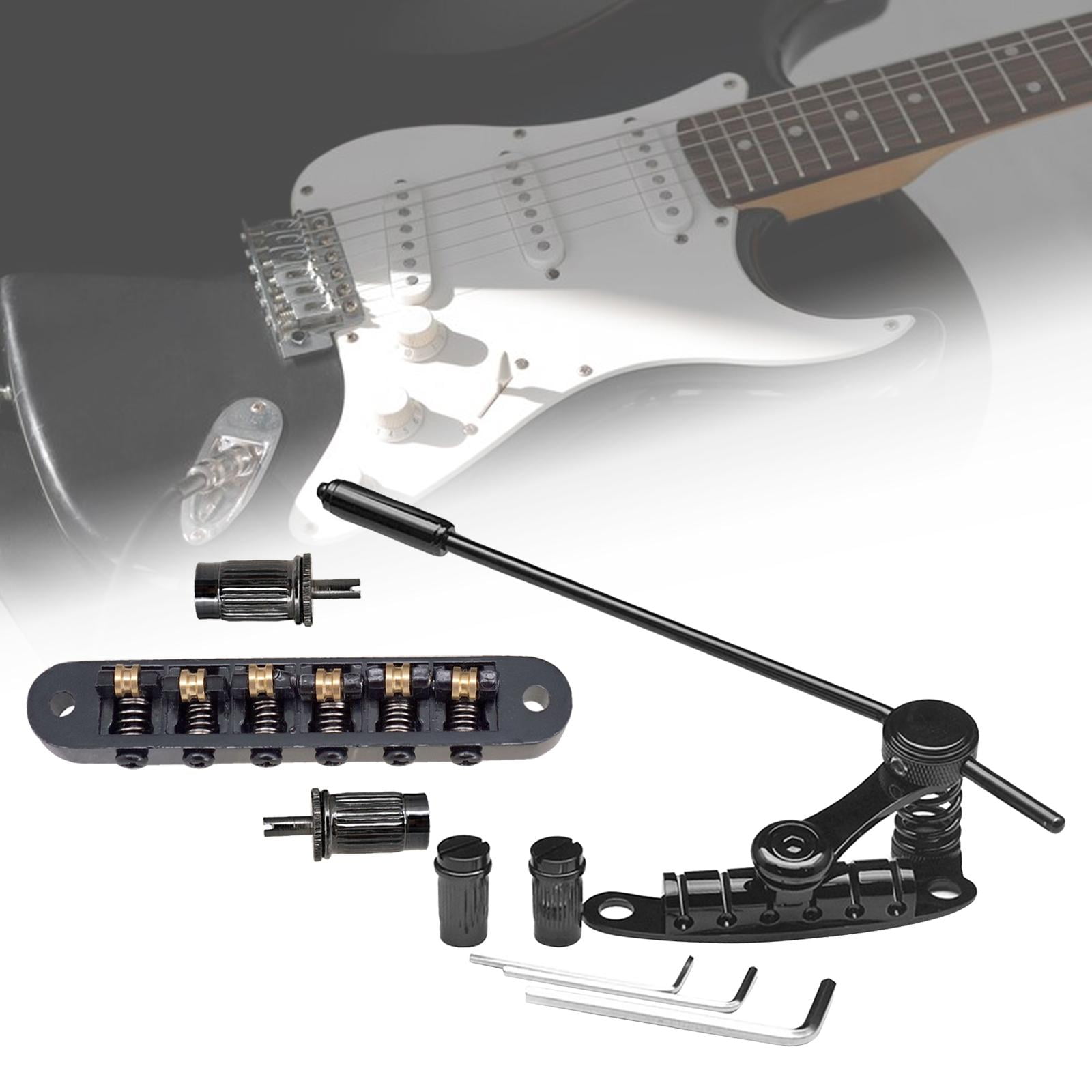Rushawy Electric Guitar Bridge Roller Saddles Guitar Tremolo Bridge Replaces Tailpiece Tremolo for 6 Strings Instrument Show Exercise Black
