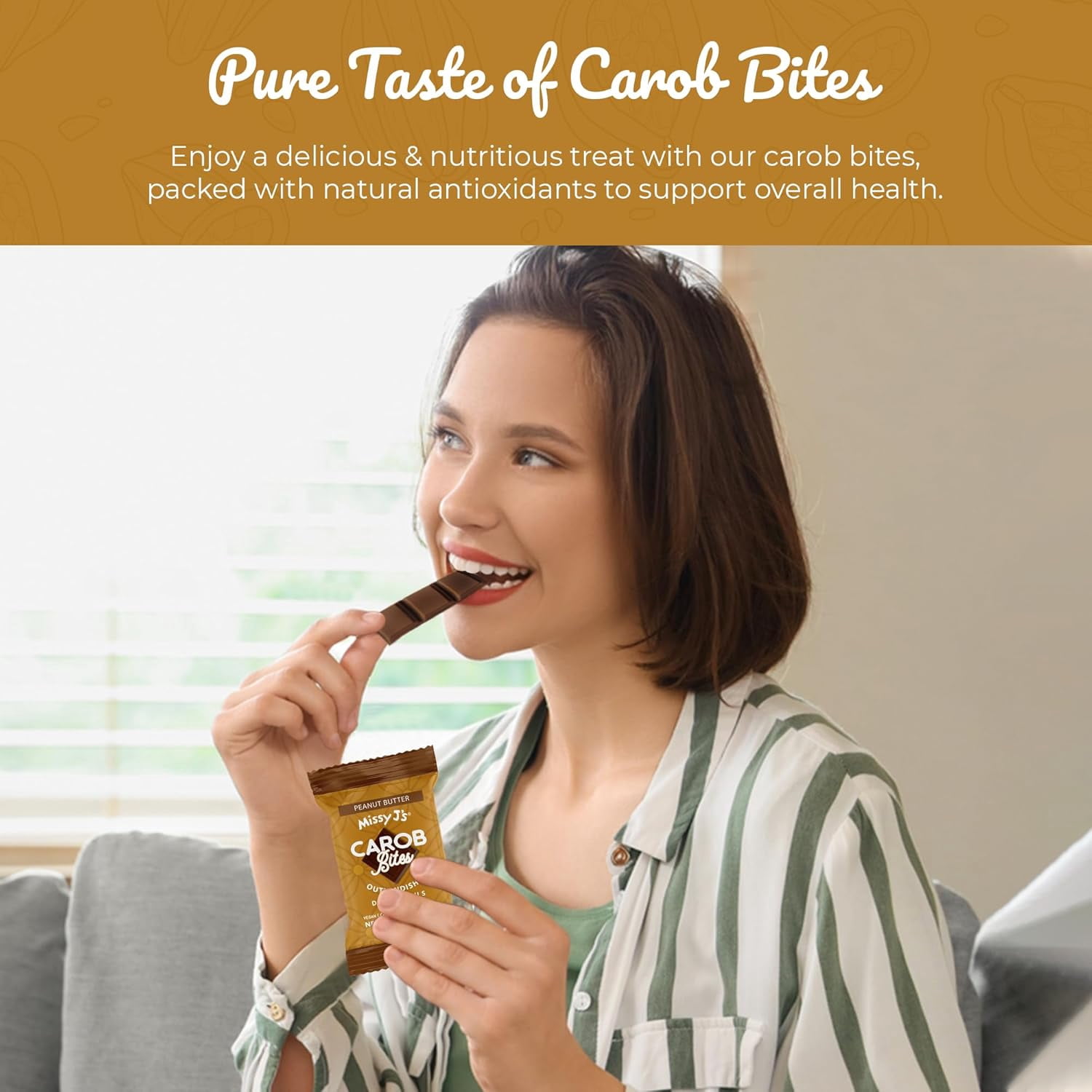 Missy J's Organic Peanut Butter Carob Mini Bites Gluten-Free Snack Healthy Desserts 15 Packs