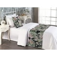thumbnail image 2 of Retro Bed Runner Set, Wild Flowering Branches Floral Leaves in Watercolor Design on Dark Back, Decorative Bedding Scarf & a Pillow Sham for Hotels Homes, Twin, Laurel Green Dried Rose, by Ambesonne, 2 of 3